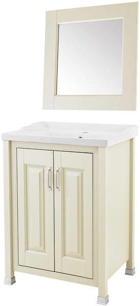 Old London Furniture 600mm Vanity & 600mm Mirror Pack (Ivory).