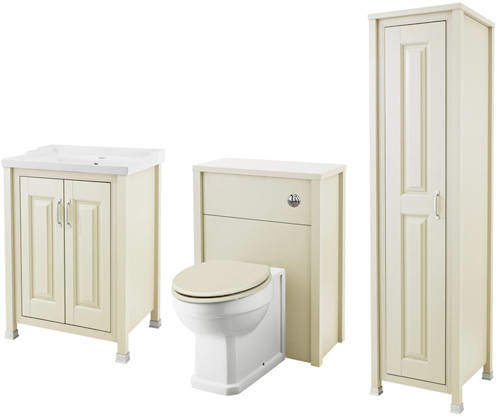 Old London Furniture 600mm Vanity, 600mm WC & Tall Unit Pack (Ivory).