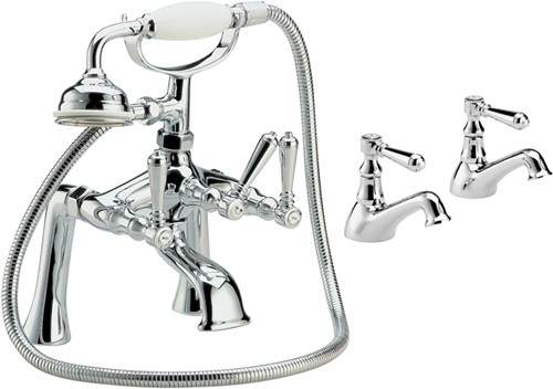 Hudson Reed Jade Basin Taps & Bath Shower Mixer Tap Set With Lever Heads.