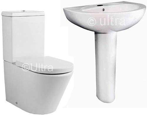 Ultra Jardine Close Coupled Toilet With Seat, Basin & Full Pedestal.