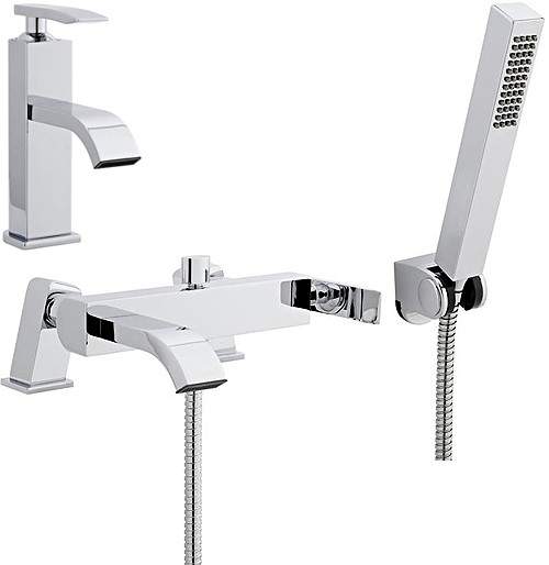 Ultra Jarvis Mono Basin & Bath Shower Mixer Tap Set With Shower Kit  (Chrome).