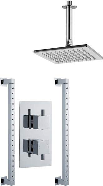 Premier Showers Twin Thermostatic Shower Valve With Head & Rainbars.