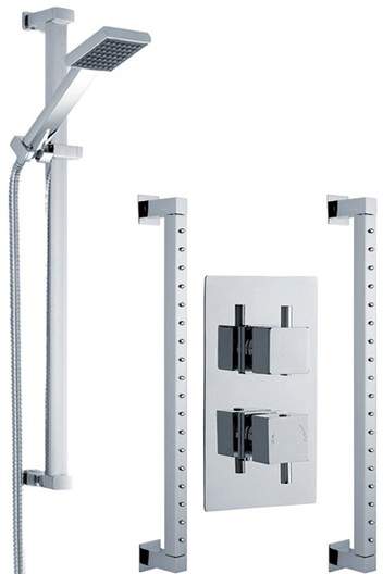 Premier Showers Twin Thermostatic Shower Valve With Slide Rail & Rainbars.