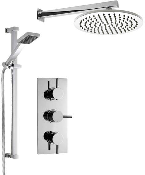 Crown Showers Shower Set With Square Handset & Round Head (300mm).