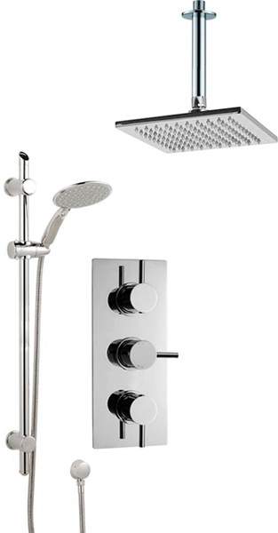 Crown Showers Shower Set With Round Handset & Square Head (200x200mm).