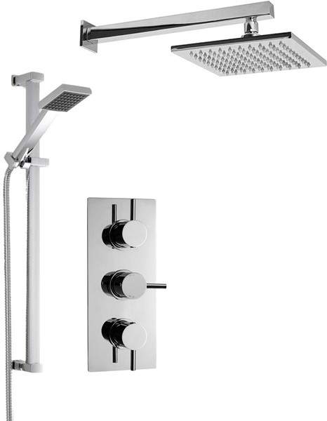 Crown Showers Shower Set With Square Handset & Square Head (200x200mm).