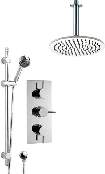 Crown Showers Shower Set With Round Handset & Round Head (300mm).