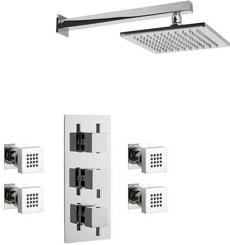 Crown Showers Shower Set With Body Jets & Square Head (200x200mm).