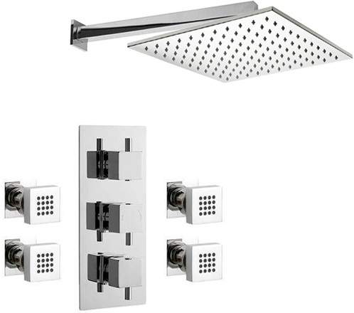 Crown Showers Shower Set With Body Jets & Square Head (400x400mm).