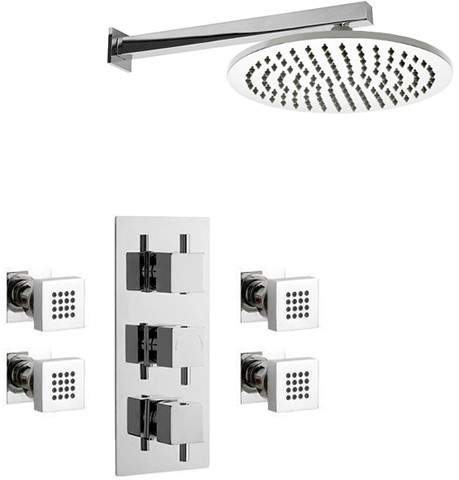 Crown Showers Shower Set With Body Jets & Round Head (300mm).