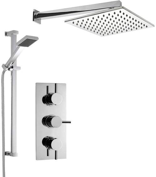 Crown Showers Shower Set With Square Handset & Square Head (300x300mm).