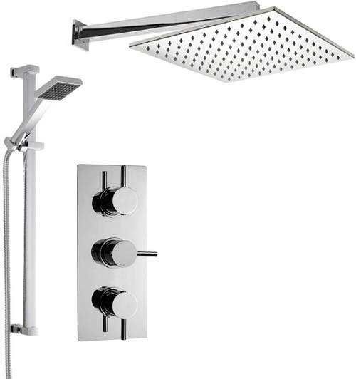 Crown Showers Shower Set With Square Handset & Square Head (400x400mm).