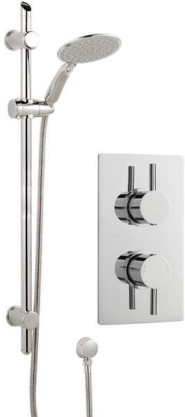 Crown Showers Twin Thermostatic Shower Valve, Slide Rail & Round Handset.