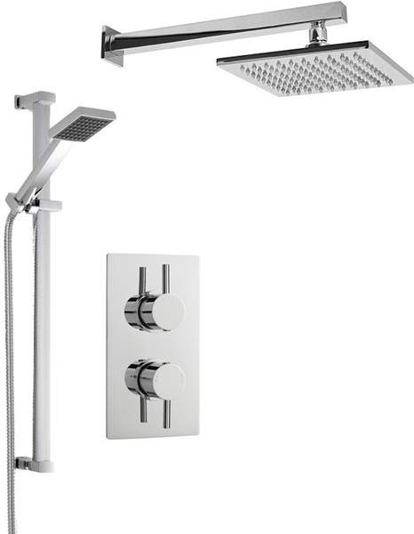 Crown Showers Shower Set With Square Handset & Square Head (200x200mm).