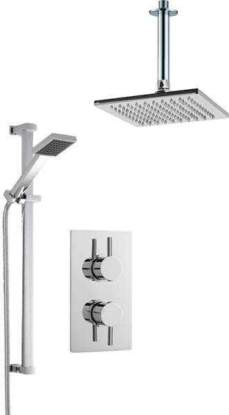 Crown Showers Shower Set With Square Handset & Square Head (200x200mm).