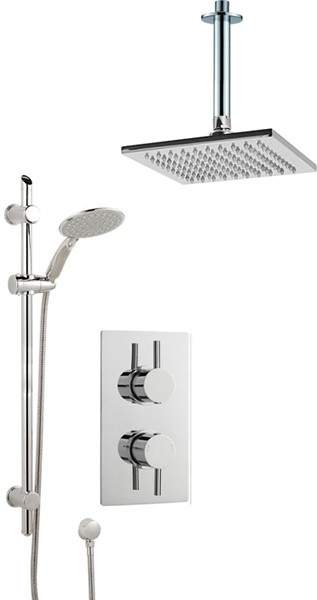 Crown Showers Shower Set With Round Handset & Square Head (200x200mm).