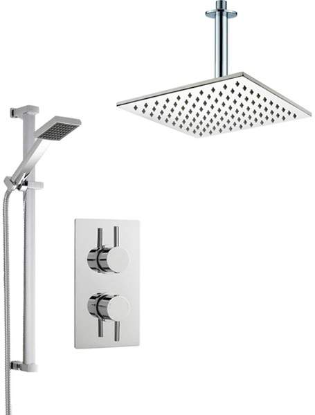 Crown Showers Shower Set With Square Handset & Square Head (300x300mm).