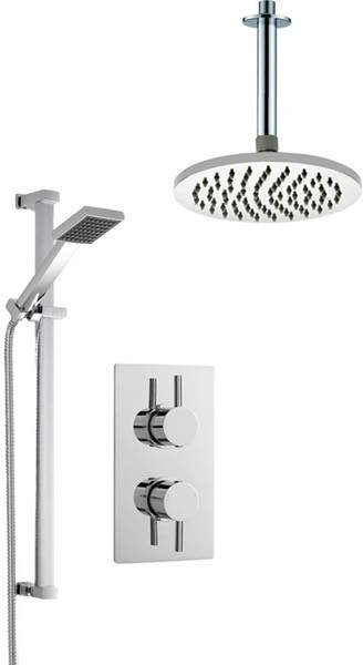 Crown Showers Shower Set With Square Handset & Round Head (200mm).