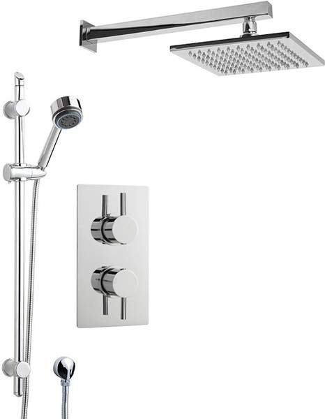 Crown Showers Shower Set With Round Handset & Square Head (200x200mm).