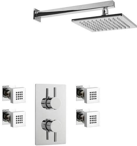 Crown Showers Shower Set With Body Jets & Square Head (200x200mm).