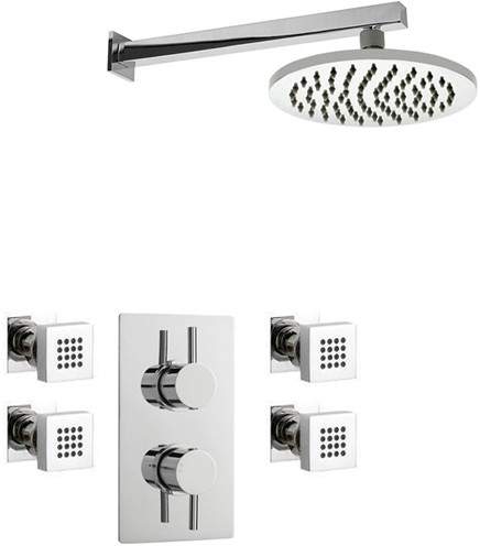 Crown Showers Shower Set With Body Jets & Round Head (200mm).