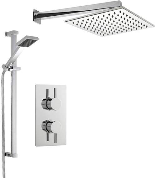 Crown Showers Shower Set With Square Handset & Square Head (300x300mm).