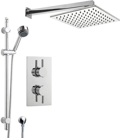 Crown Showers Shower Set With Round Handset & Square Head (300x300mm).