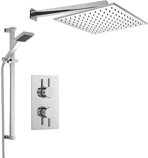 Crown Showers Shower Set With Square Handset & Square Head (400x400mm).