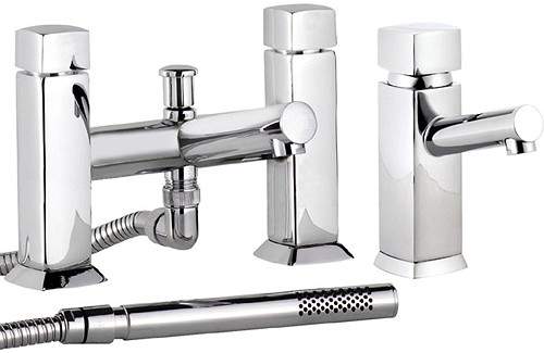 Hudson Reed Jule Basin Mixer & Bath Shower Mixer Tap Set (Free Shower Kit).