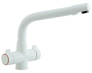 Kitchen White cruciform sink mixer.  Example picture only - actual tap may vary.