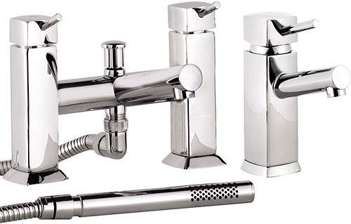 Hudson Reed Kia Basin Mixer & Bath Shower Mixer Tap Set (Free Shower Kit).