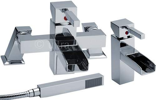 Ultra Lagoon Waterfall Basin & Bath Shower Mixer Tap Set (Free Shower Kit).