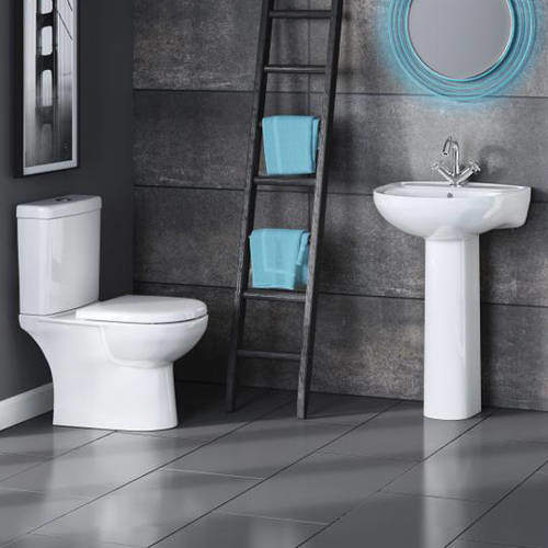 Nuie Lawton Bathroom Suite With Toilet, 550mm Basin & Pedestal.