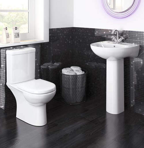 Nuie Lawton Compact Suite With Toilet, 550mm Basin & Full Pedestal (1TH).