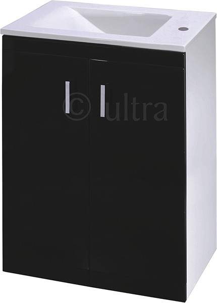 Ultra Liberty Vanity Unit With Reversible Basin (Black). 550x800x330mm.