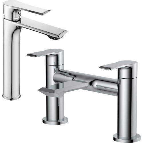 Nuie Limit Tall Basin & Bath Filler Tap Pack (Chrome).