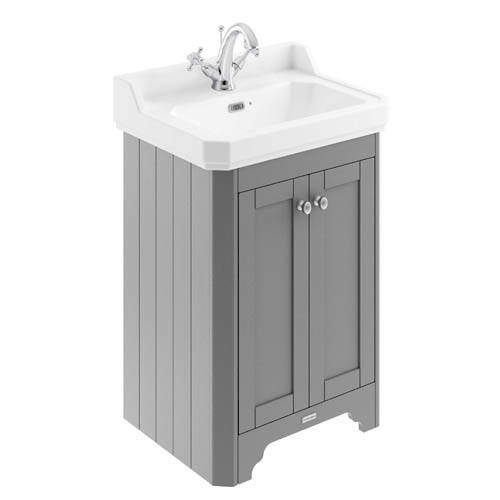 Old London Furniture Vanity Unit With Basins 595mm (Grey, 1TH).