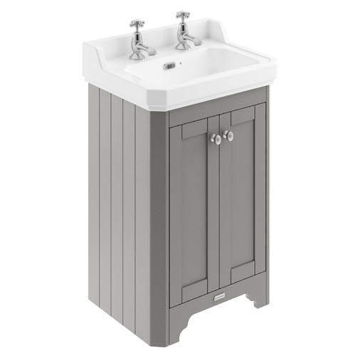 Old London Furniture Vanity Unit With Basins 560mm (Grey, 2TH).