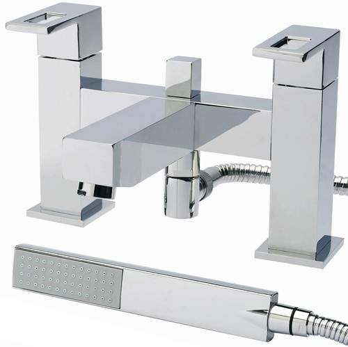 Hudson Reed Logo Bath Shower Mixer Tap With Shower Kit (Chrome).