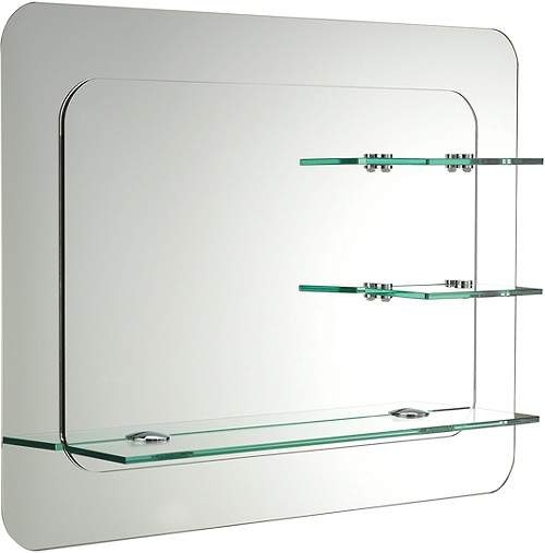 Ultra Mirrors Trilogy Bathroom Mirror With Shelves. 800x600mm.
