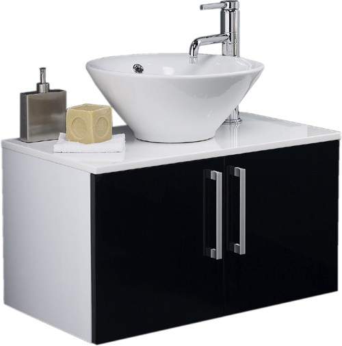 Hudson Reed Lumina Wall Vanity Unit With Granite Top & Basin. 740x435mm.