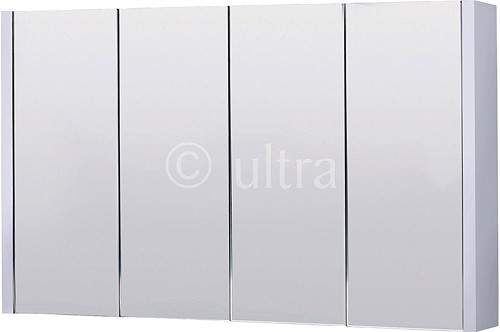 Ultra Lux Mirror Bathroom Cabinet, 4 Doors (White). 1200x650x100mm.