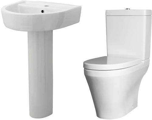 Premier Marlow Semi Flush Toilet With 520mm Basin & Full Pedestal.