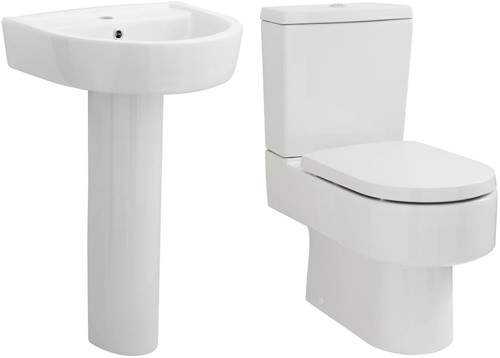 Premier Ceramics Toilet With Luxury Seat, 520mm Basin & Pedestal.