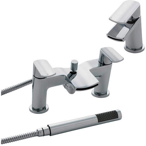 Nuie Mona Waterfall Basin & Bath Shower Mixer Tap Pack (Chrome).