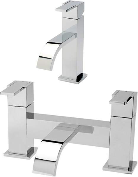 Hudson Reed Motif Basin Mixer & Bath Filler Tap Set (Chrome).