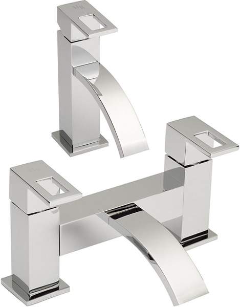 Hudson Reed Motif Basin Mixer & Bath Filler Tap Set (Chrome).