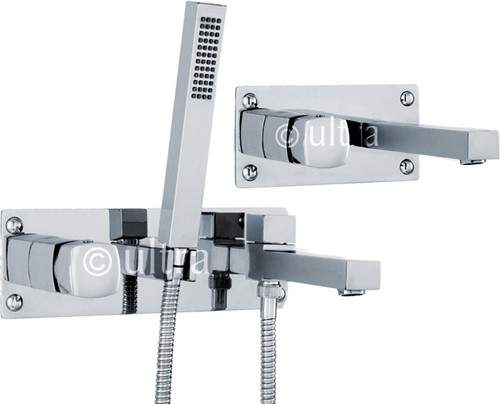 Ultra Muse Wall Mounted Basin & Bath Shower Mixer Tap Set (Free Shower Kit).