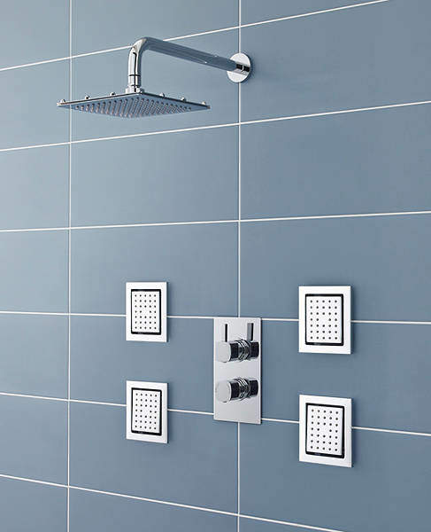Ultra Muse Muse Thermostatic Shower Valve, Square Head & Body Jets.
