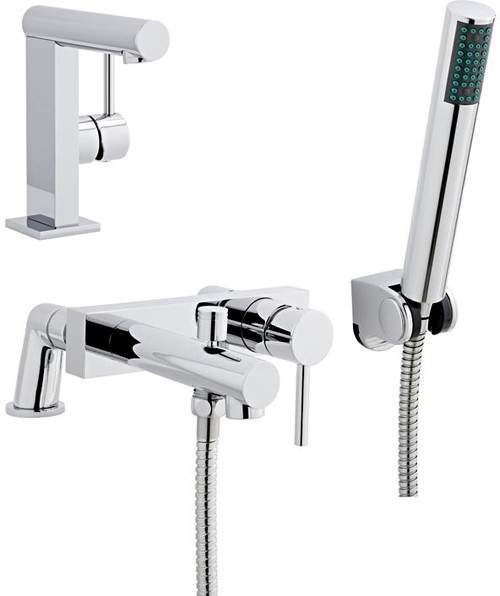 Ultra Napier Mono Basin & Bath Shower Mixer Tap Set With Shower Kit.